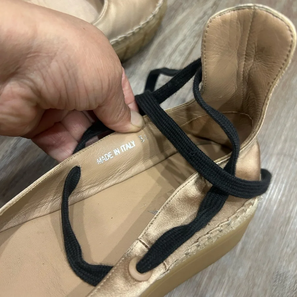 Prada Nude Espadrille Lace-Up Platform Flats